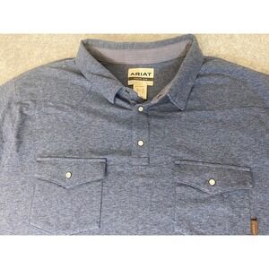 Ariat Modern Slim Blue Polo Western Snap Pockets Shirt Mens Size XXL***NWOT